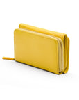 RFID blocking leather tri-fold purse, light yellow, back