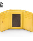 RFID blocking leather tri-fold purse, light yellow, inside