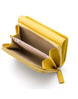 RFID blocking leather tri-fold purse, light yellow, inside