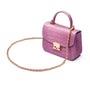 Mini top handle Betty bag, lilac croc, side view