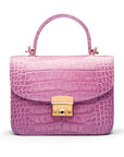 Mini top handle Betty bag, lilac croc, front view