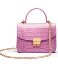 Mini top handle Betty bag, lilac croc, front