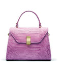 Sabrina top handle bag, lilac croc leather, front view