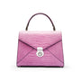 Leather top handle bag, Burnett bag, lilac croc, front