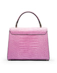 Leather top handle bag, Burnett bag, lilac croc, back