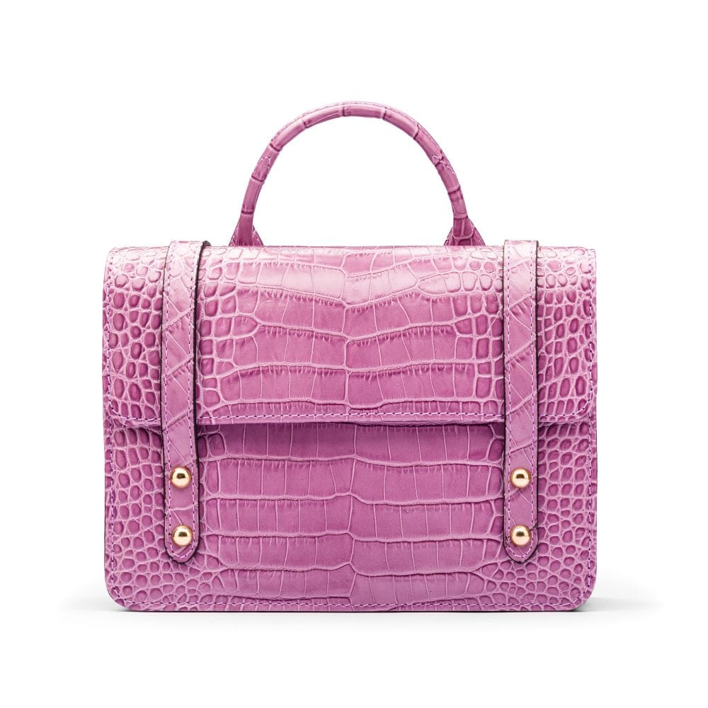 Mini top handle Harmony music bag, lilac croc, front view