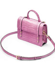 Mini top handle Harmony music bag, lilac croc, side view