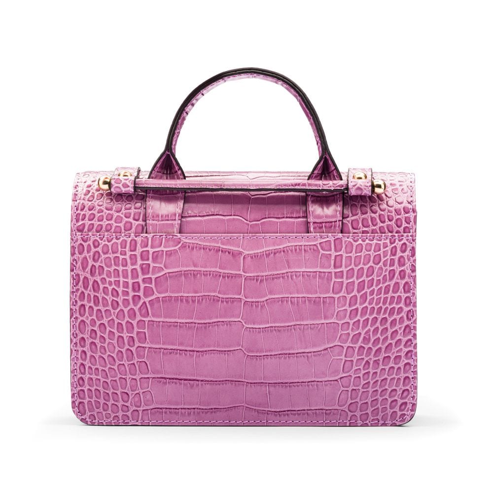 Mini top handle Harmony music bag, lilac croc, back view