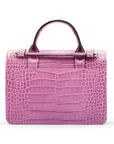 Mini top handle Harmony music bag, lilac croc, back view