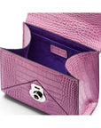 Small leather envelope bag, lilac croc, inside