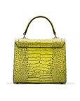 Leather signature Morgan bag, lime croc, back view