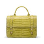 Mini top handle Harmony music bag, lime green croc, front view