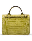 Mini top handle Harmony music bag, lime green croc, back view