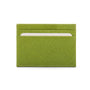 Flat leather credit card wallet 4 CC, lime green saffiano, front