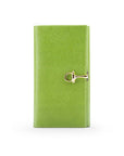 Lime Green Ladies Tall Leather Purse With Brass Clasp 8 CC