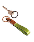 Leather detachable key ring, lime green