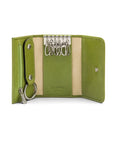 Key wallet with detachable key fob, lime green, inside