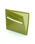 Leather side opening flat card holder, lime, inside