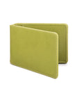 Leather travel card wallet, lime green, front