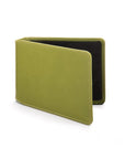 Leather Oyster card holder, lime green, front