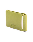 Leather Oyster card holder, lime green, back