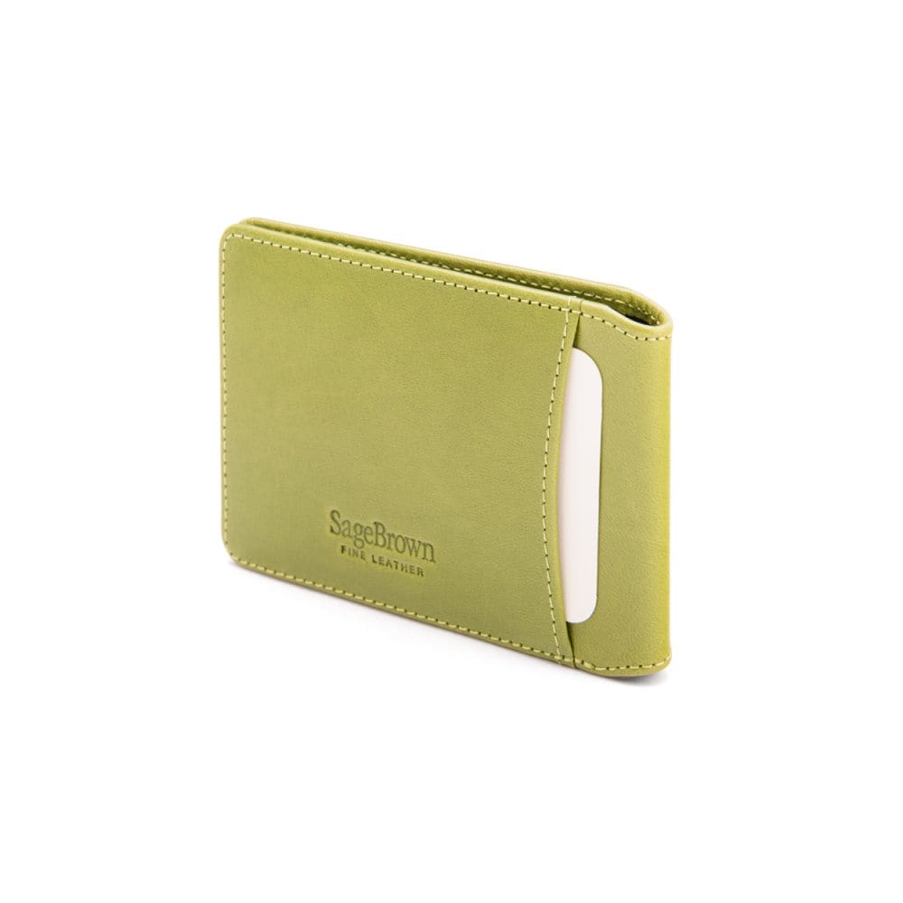 Leather Oyster Card Holder, Lime Green Travel Cards SageBrown