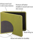 Leather Oyster card holder, lime green, features