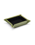 Small leather valet tray, lime green with black, front