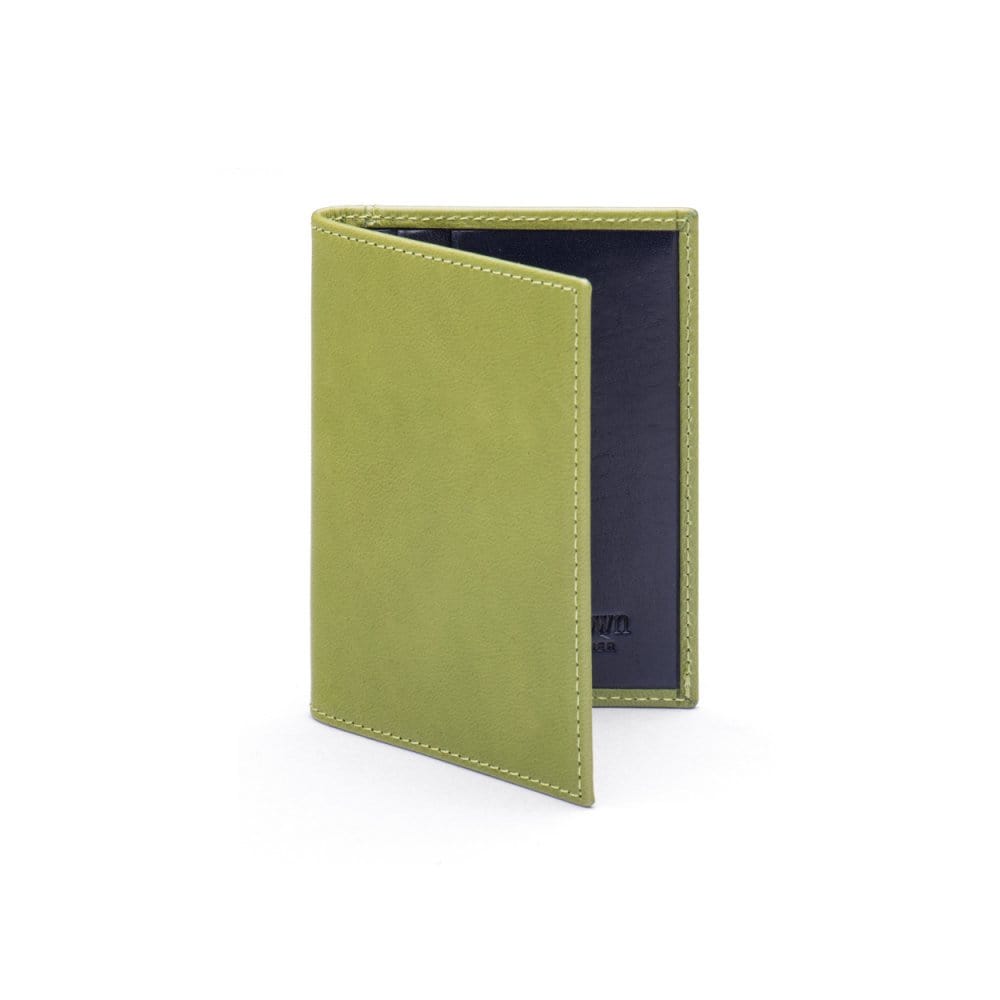 Lime With Navy Slim Leather Credit Card Wallet With RFID Protectionion