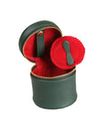 Green Leather Cylindrical Jewellery Case