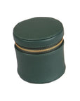 Green Leather Cylindrical Jewellery Case