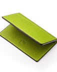 RFID bifold credit card holder, lime saffiano, RFID view