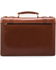 Leather Cambridge satchel briefcase, London tan, back