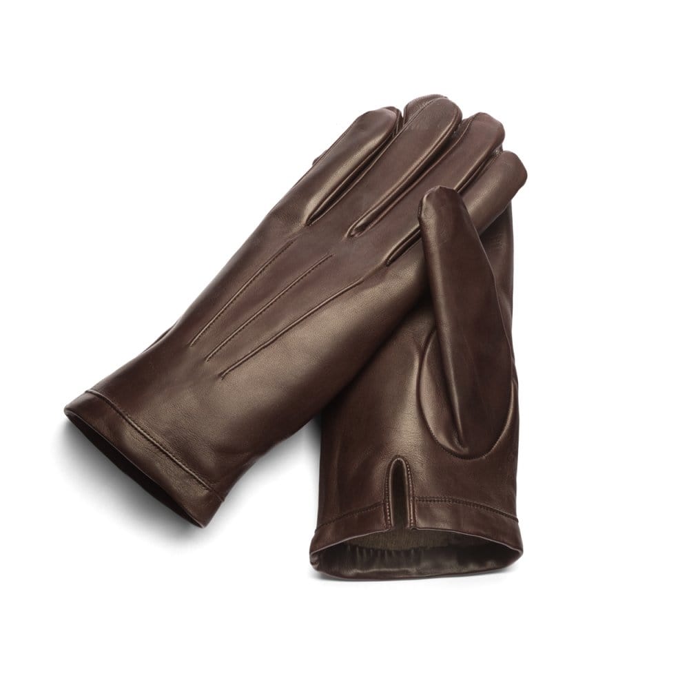 Cashmere lined leather gloves men's, brown