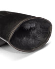 Fur lined leather gloves men's, black, inside