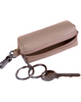 Key case with zip, leather, mushroom, inside view