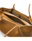 Woven leather slouchy bag, mustard, inside