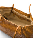 Woven leather slouchy bag, mustard, inside without inner bag