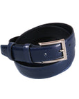 Men's leather skinny belt, navy