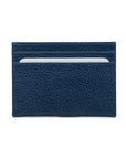 Flat leather credit card wallet 4 CC, navy, front