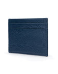 Flat leather credit card wallet 4 CC, navy, side