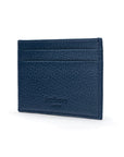 Flat leather credit card wallet 4 CC, navy, back