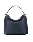 Carol Ann slouchy leather shoulder bag, navy, front