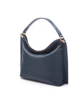 Carol Ann slouchy leather shoulder bag, navy, side