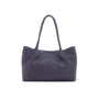 Woven leather slouchy bag, navy, front