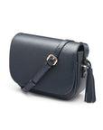 Leather saddle bag, navy, side