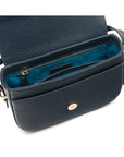 Leather saddle bag, navy, inside