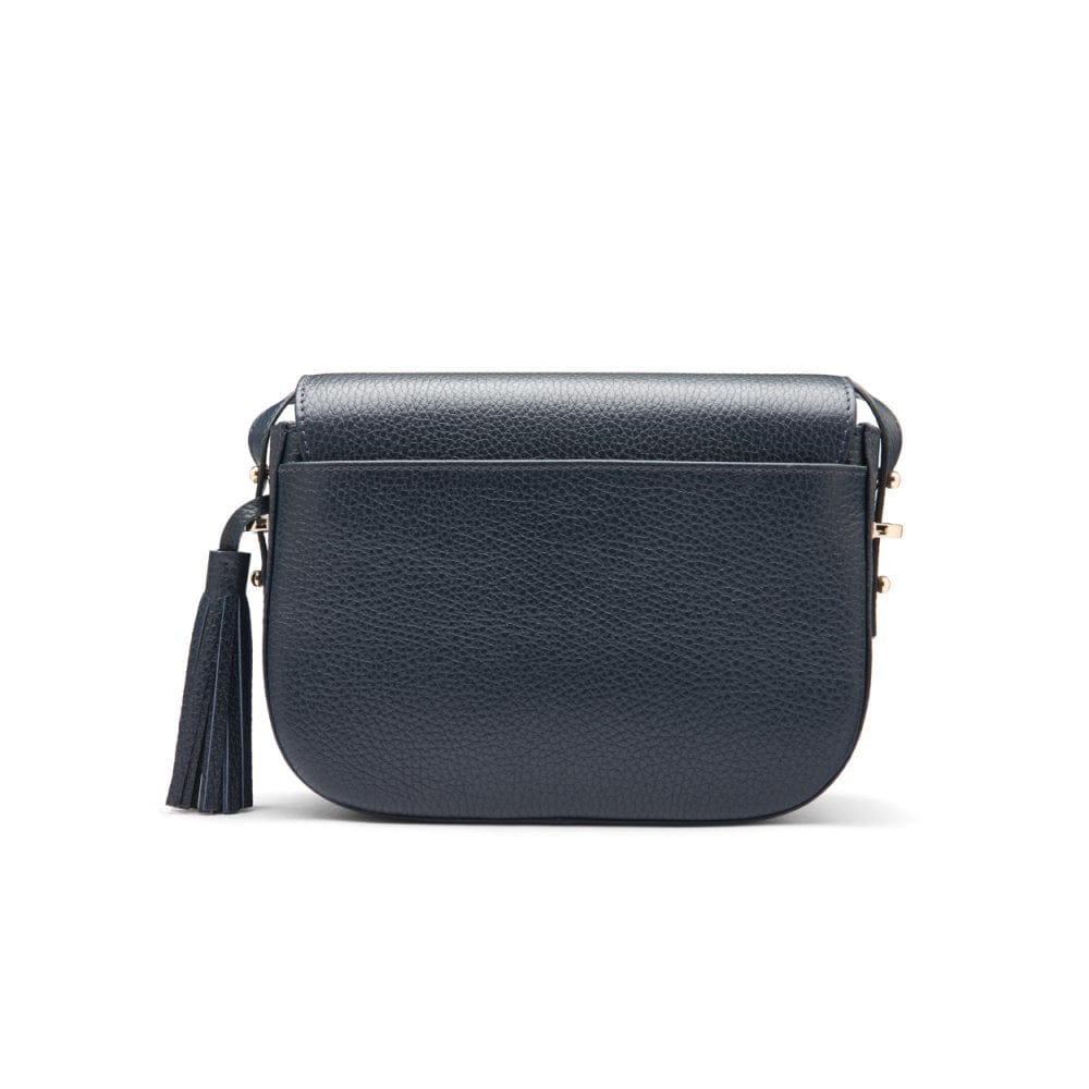 Leather saddle bag, navy, back