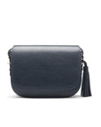 Leather saddle bag, navy, front