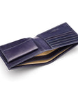 Leather wallet with coin purse, navy, inside